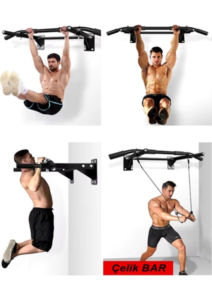 Duvar Barfiks Aleti - 200 kg Taşıma Kapasiteli Barfiks Demiri ve Çubuğu | Güçlü Çelik Yapı, Ergonomik Tasarım ve Çok Amaçlı Egzersiz Desteği