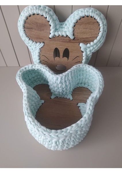 Mıckey Mouse El Örgüsü Sepet