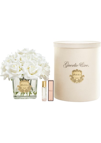 Guerlieandco. Beyaz 15 Gül Kare Cam Gold