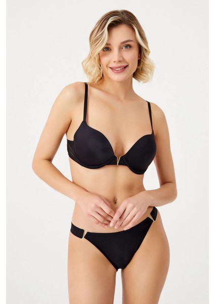 Siyah Violet Soft Destekli Sütyen Takım / Iç Çamaşır Takımı/kadın