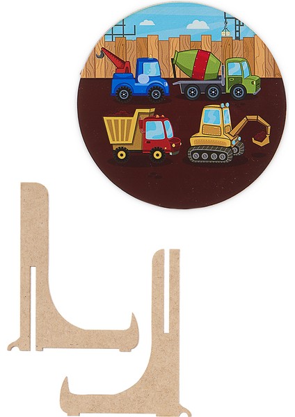 36 Parça, 42CM Çapında 3mm Ahşap Üstüne Iş Makinası Temalı Puzzle fiyatları