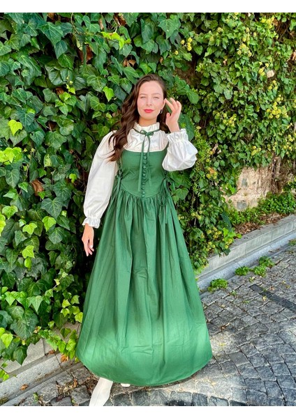 Zümrüt Yeşili Zarif Uzun Retro Elbise fiyatları