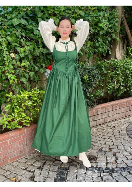 Zümrüt Yeşili Zarif Uzun Retro Elbise modelleri
