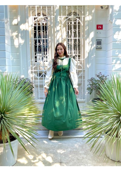 Zümrüt Yeşili Zarif Uzun Retro Elbise fırsatları