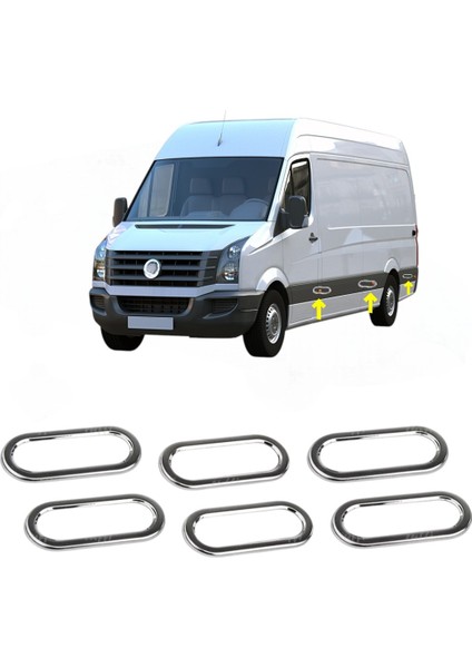 VW Crafter Krom Yan Reflektör Çerçevesi 6 Parça 2006-2016 Paslanmaz Çelik fiyatları