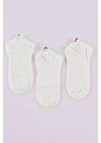 3'lü Paket Süper Bambu Çocuk Step Çorap - Beyaz