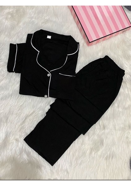 Kısa Kollu Pamuk Penye Kadın Pijama Takımı