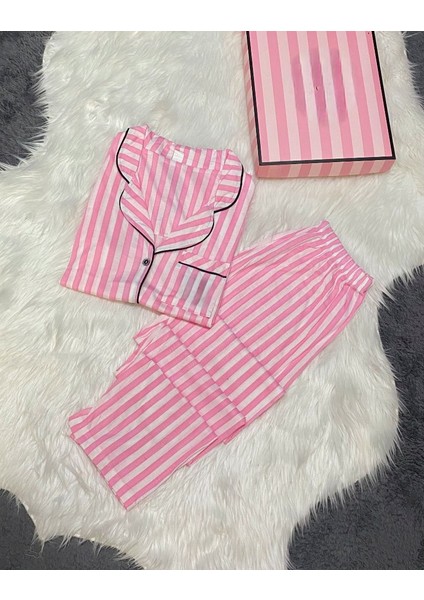 Kısa Kollu Pamuk Penye Kadın Pijama Takımı