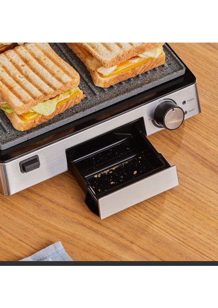 Biogranit Izgara ve Tost Makinesi 2000W, Paslanmaz Çelik Gövde Inox, 4 Kademe, Çıkarılabilir Granit Plaka
