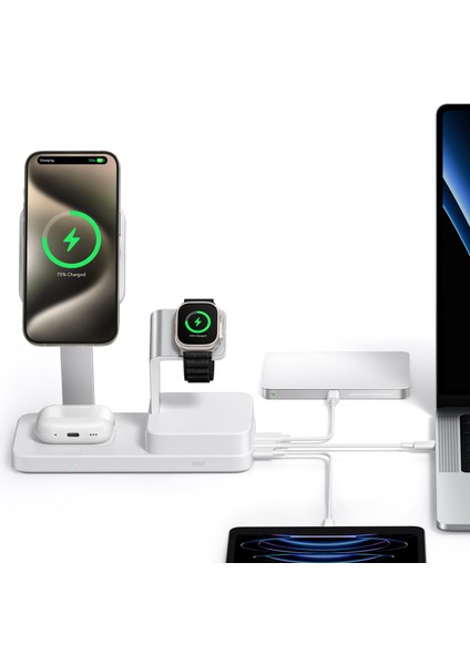 100W 6 In 1 Şarj Standı Magsafe ve Cryoboost - Beyaz