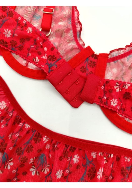 Jasmin Çiçek Desenli Tanga Külotlu Sütyen Takım indirimleri