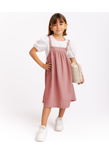 Müslin Tişörtlü Elbise Takım Gül Kurusu