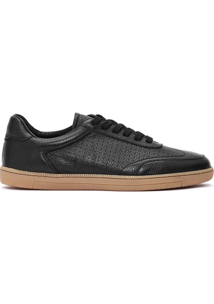 Erkek Siyah Bağcıklı Deri Sneaker 25SFD7507FT