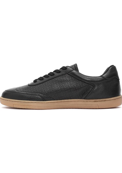 Erkek Siyah Bağcıklı Deri Sneaker 25SFD7507FT