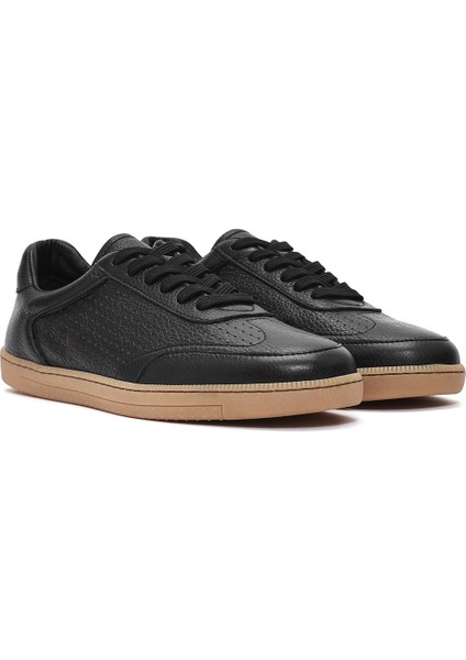Erkek Siyah Bağcıklı Deri Sneaker 25SFD7507FT