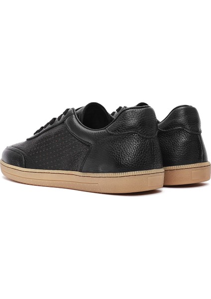 Erkek Siyah Bağcıklı Deri Sneaker 25SFD7507FT