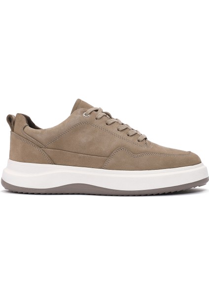Erkek Vizon Bağcıklı Nubuk Deri Sneaker 25SFD6606V3