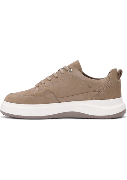 Erkek Vizon Bağcıklı Nubuk Deri Sneaker 25SFD6606V3