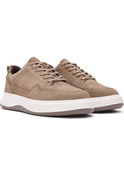 Erkek Vizon Bağcıklı Nubuk Deri Sneaker 25SFD6606V3