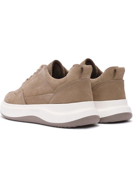 Erkek Vizon Bağcıklı Nubuk Deri Sneaker 25SFD6606V3