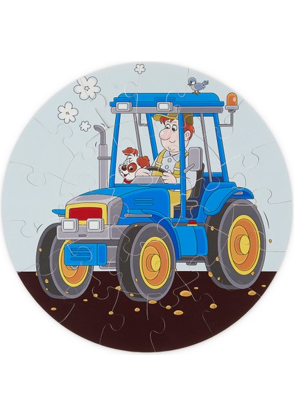 36 Parça, 42CM Çapında 3mm Ahşap Üstüne Traktör Temalı Puzzle indirimleri