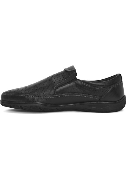 Erkek Siyah Deri Casual Loafer 25SFD711218