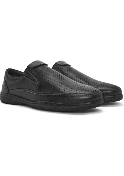 Erkek Siyah Deri Casual Loafer 25SFD711218