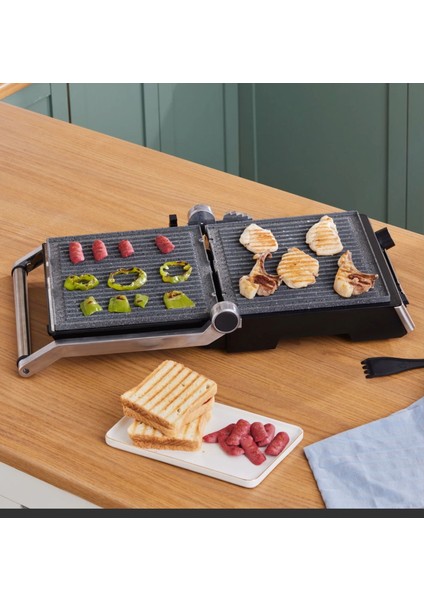 Biogranit Izgara ve Tost Makinesi 2000W, Paslanmaz Çelik Gövde Inox, 4 Kademe, Çıkarılabilir Granit Plaka fırsatları