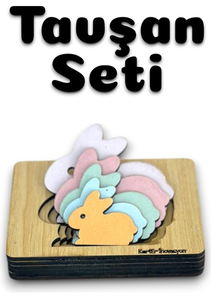 Katmanli Puzzle 4lü Egitici Tak-Cikar Set Montesorri Set,tavşa,balina,fil,kuş