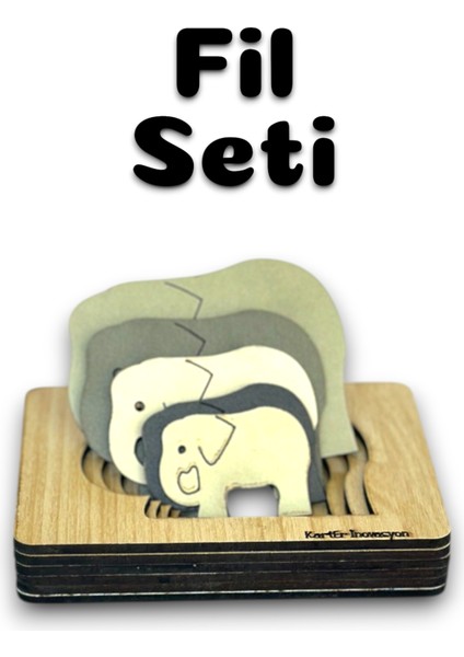 Katmanli Puzzle 4lü Egitici Tak-Cikar Set Montesorri Set,tavşa,balina,fil,kuş