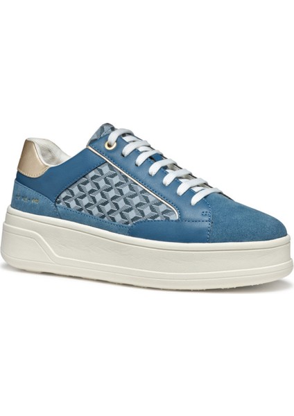 Kadın Mavi D Spherica Ecub - 2 B - Em.te + Su Bağcıklı Desenli Kalın Tabanlı Deri Sneaker D55WVC0CK22C4005 modelleri