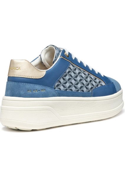 Kadın Mavi D Spherica Ecub - 2 B - Em.te + Su Bağcıklı Desenli Kalın Tabanlı Deri Sneaker D55WVC0CK22C4005 fırsatları