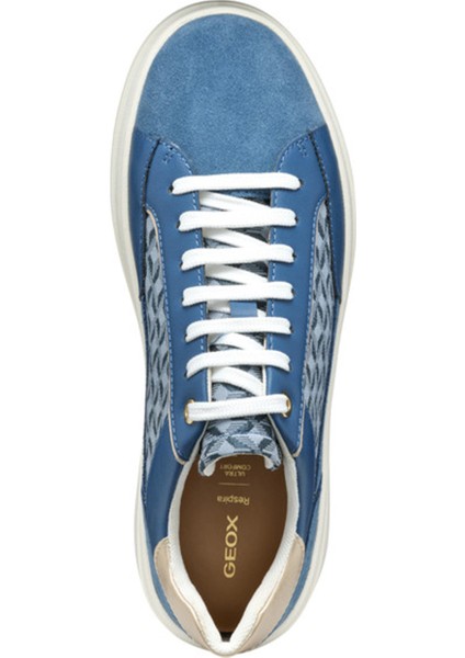 Kadın Mavi D Spherica Ecub - 2 B - Em.te + Su Bağcıklı Desenli Kalın Tabanlı Deri Sneaker D55WVC0CK22C4005 indirimleri