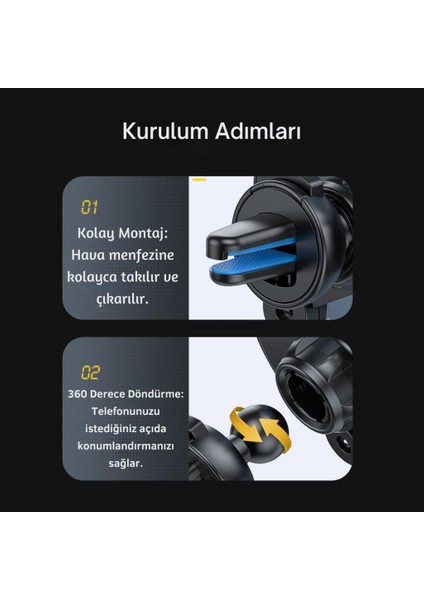 V Tipi Süper Stabil Klipsli Araç Içi Telefon Tutucu, 360 Derece Dönebilen Düşmez Titremez Telefon Tutucu fırsatları