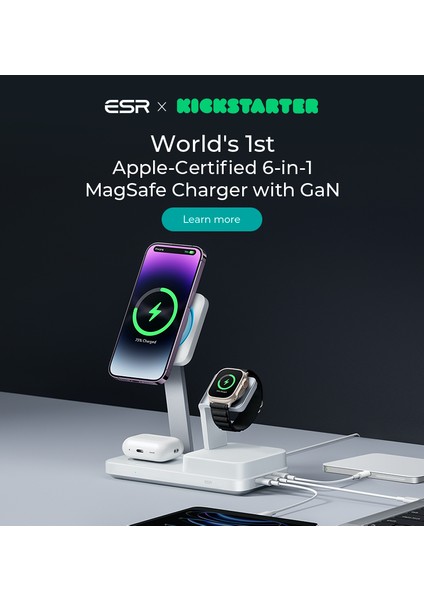 100W 6 In 1 Şarj Standı Magsafe ve Cryoboost - Beyaz