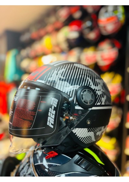 612 Universe Yarım Açık Güneş Vizörlü Motosiklet Kaskı (Gri-Siyah) fiyatları