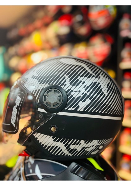 612 Universe Yarım Açık Güneş Vizörlü Motosiklet Kaskı (Gri-Siyah) modelleri