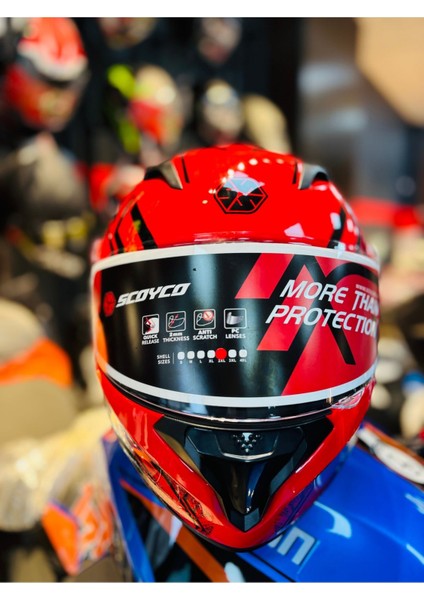 FF-868 Azrael Fullface Çene Açılır Motosiklet Kaskı (Kırmızı-Siyah)