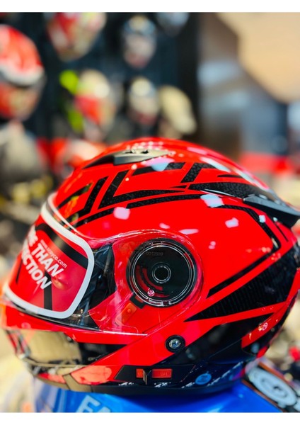 FF-868 Azrael Fullface Çene Açılır Motosiklet Kaskı (Kırmızı-Siyah) modelleri