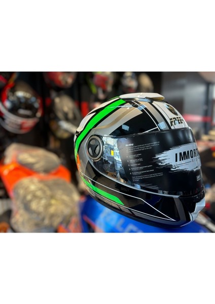 Fr 913 Haste( Siyah Yeşil ) Güneş Vizörlü Kask
