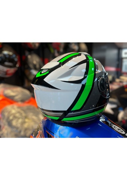 Fr 913 Haste( Siyah Yeşil ) Güneş Vizörlü Kask