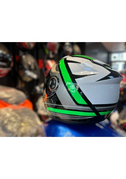 Fr 913 Haste( Siyah Yeşil ) Güneş Vizörlü Kask