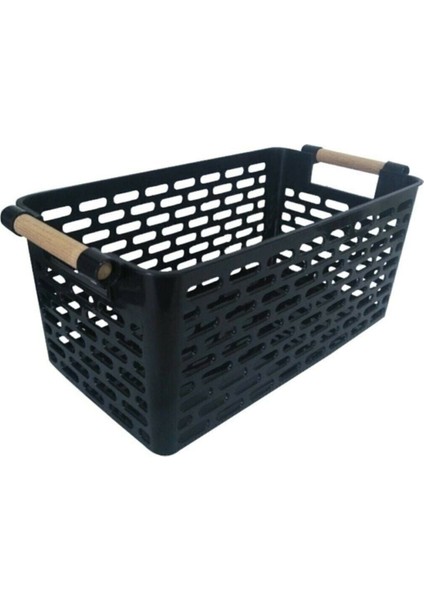 4 Adet Ahşap Renk Plastik Saplı Organizer Sepet Düzenleyici (Asorti Renkler)