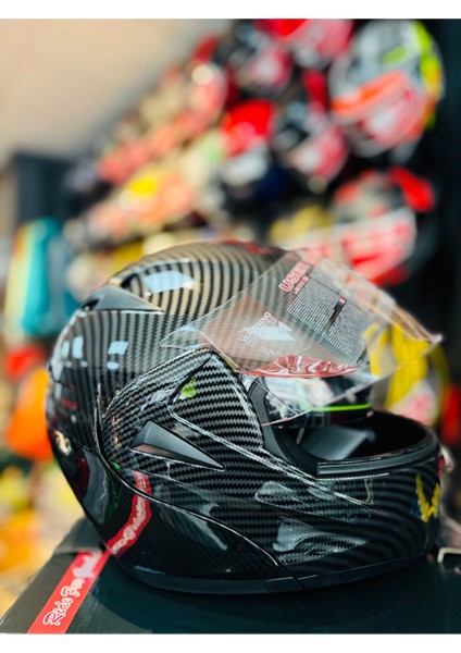 Vırtue Carbon Çene Açılır Güneş Vizrlü Motosiklet Kaskı (Siyah- Gri) fırsatları