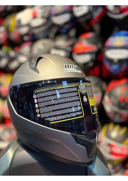 910 Helmet Full Face Güneş Vizörlü Motosiklet Kaskı (Mat Gri)