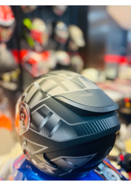 FF-868 Space Fullface Motosiklet Kaskı (Siyah-Gri)
