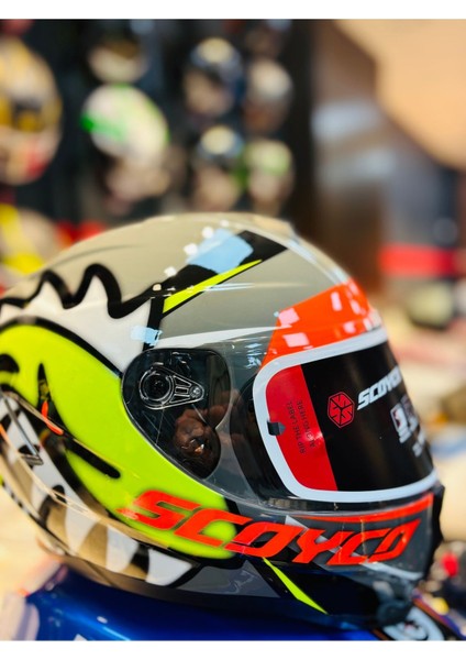 FF-869 Shark Fullface Güneş Vizörlü Motosiklet Kaskı (Siyah-Gri-Neon) fiyatları