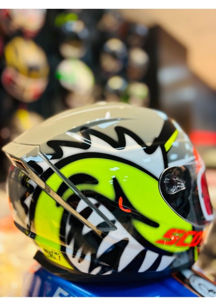 FF-869 Shark Fullface Güneş Vizörlü Motosiklet Kaskı (Siyah-Gri-Neon) modelleri