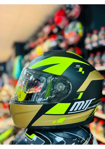 966 Matt Black WX92 Çene Açılır Güneş Vizörlü Motosiklet Kaskı (Siyah- Neon-Gold) modelleri