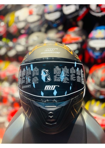 M- 201 Full Face Anubis Gold Güneş Vizörlü Siyah Camlı Motosiklet Kaskı modelleri